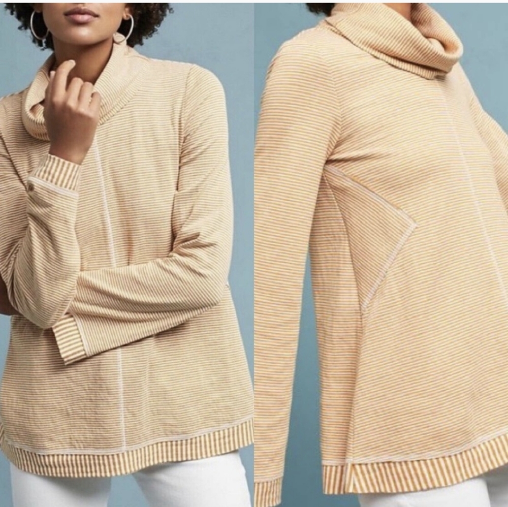 Maeve Striped Swing Cowl Neck Sweatshirt